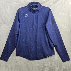 Sunday Crew Men's Blue Speckled Quarter Zip Long Sleeve Golf Shirt Size Medium
